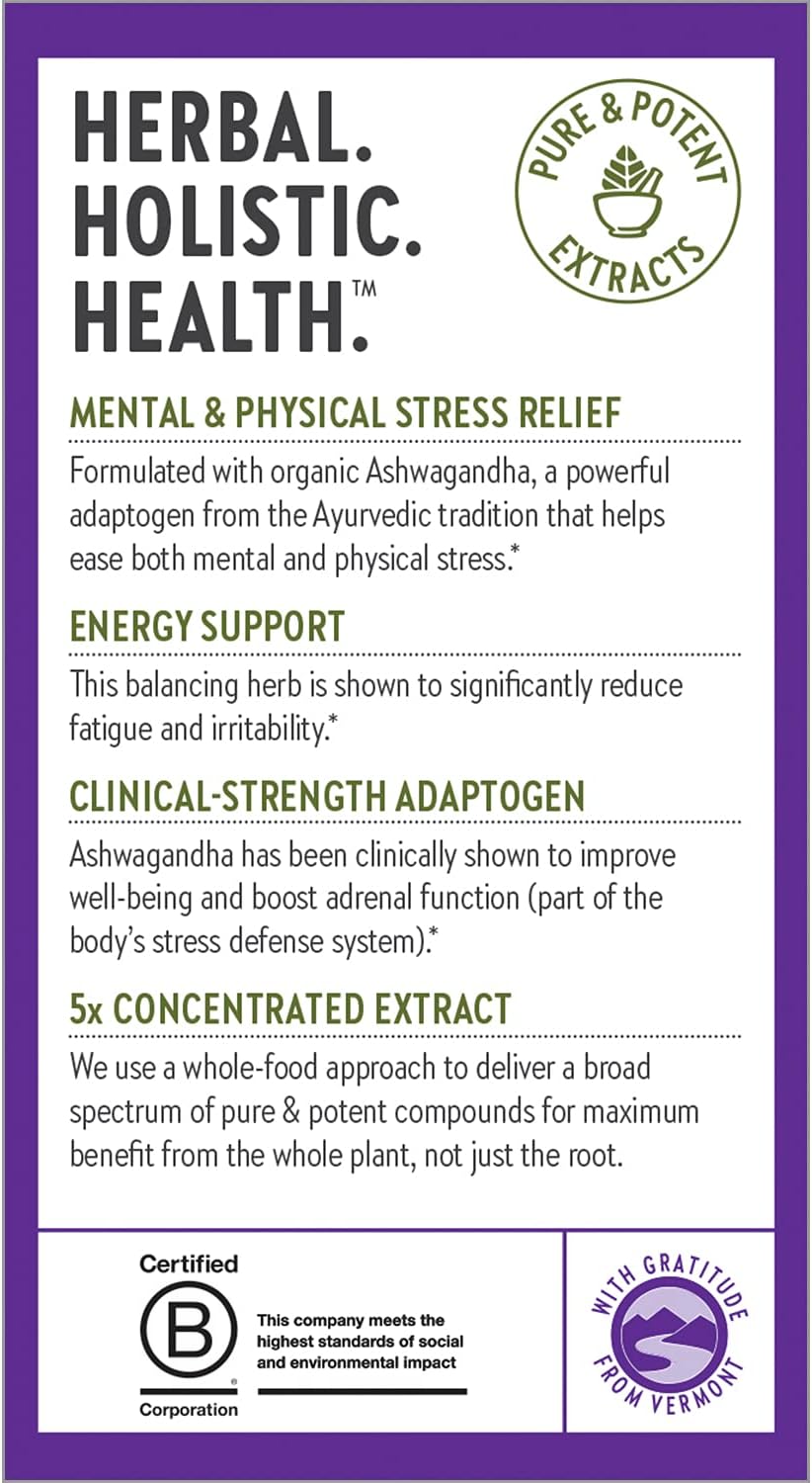 New Chapter Organic Ashwagandha Supplement, One Capsule a Day of Adaptogens for Stress Relief, Mood Support, & Energy, Vegan, 60 Count