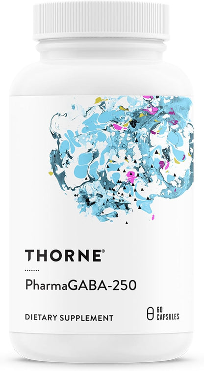 THORNE - PharmaGABA-250 - GABA Supplement - 250 mg Natural Source Gamma-Aminobutyric Acid - Promotes a Calm, Relaxed, Focused State of Mind* - 60 Capsules