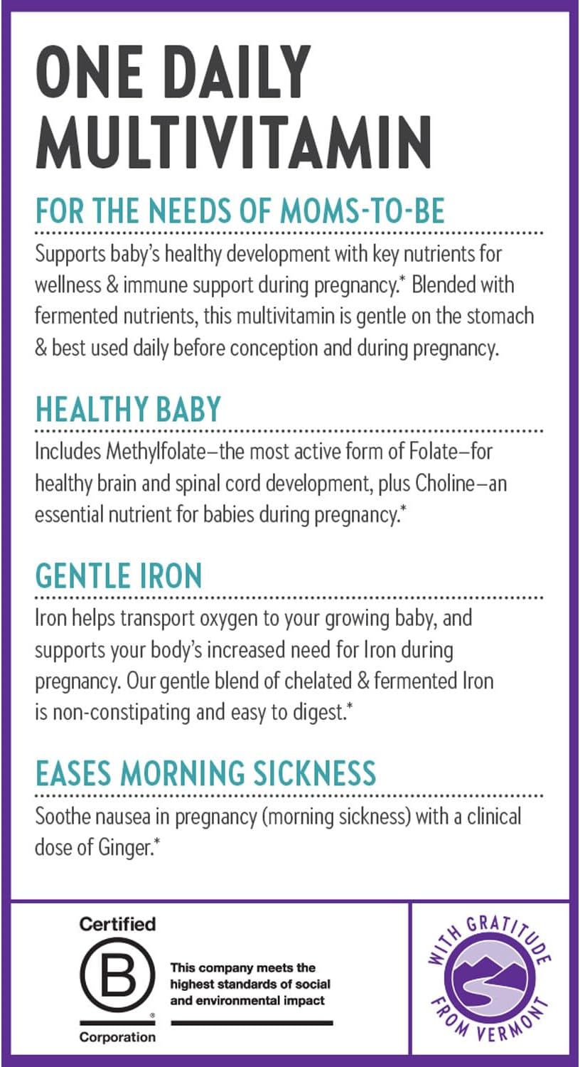 New Chapter Prenatal Vitamins, One Daily Prenatal Multivitamin with Methylfolate + Choline for Healthy Mom & Baby, Gluten Free & Non-GMO, 30 Count