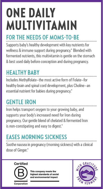 New Chapter Prenatal Vitamins, One Daily Prenatal Multivitamin with Methylfolate + Choline for Healthy Mom & Baby, Gluten Free & Non-GMO, 30 Count