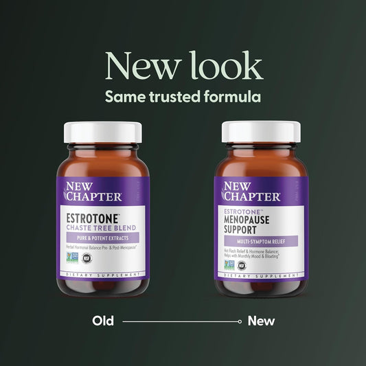New Chapter Menopause Supplement - Estrotone Herbal Hormone Balance for Women in Perimenopause, with Black Cohosh for Hot Flash Relief & to Reduce Night Sweats + Vitex, No Added Hormones - 30 ct