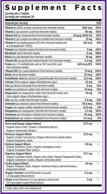 New Chapter Women's Multivitamin Advanced Formula for Stress, Bone, Immune, Beauty & Energy Support, Higher Levels of Whole-Food Fermented Essential Nutrients for Women + Iron + Vitamin D3, 72 Count