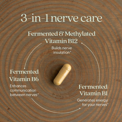 New Chapter Nerve Health Supplement for 3-in-1 Support from Head to Toe - Vitamin B1 Generates Energy for Nerves, Vitamin B6 Enhances Healthy Transmission, Vitamin B12 Builds Insulation, 30ct
