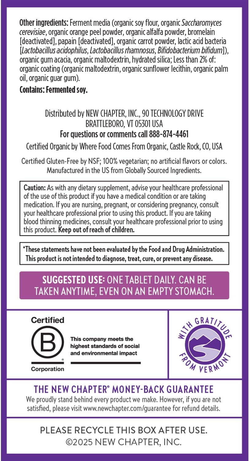 New Chapter Women’s Multivitamin 40+, extra B6 & B12, Biotin for Hair Growth, D3, Vit C, Zinc for Immune & Stress Support, Gentle on an Empty Stomach, One Daily, Non-GMO, Gluten-Free, 48/72/96 Tablets