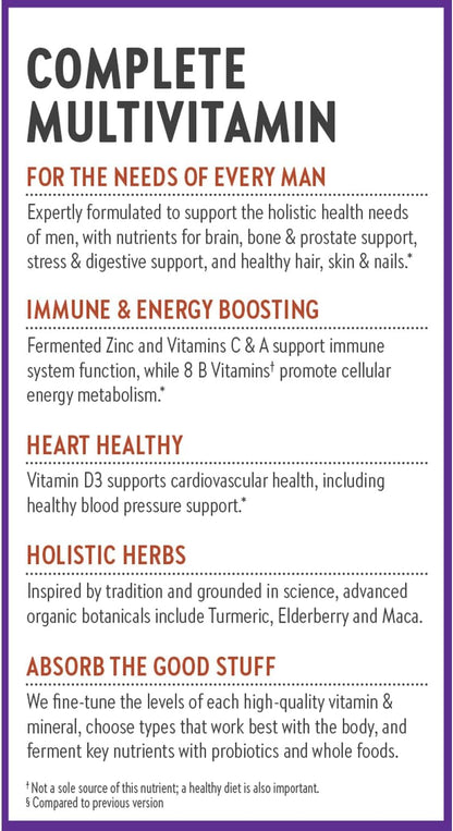 New Chapter Men’s Multivitamin, B6, Extra B12, D3, Vitamin C & Zinc, Immune, Heart, Cellular Energy, and Brain Health, Gentle on The Stomach, One Daily, Non-GMO, Gluten-Fre