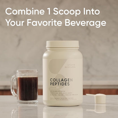 Sports Research® Collagen Peptides Protein Powder 16oz (Unflavored) | 11g Grass-Fed Collagen per Scoop · Hair, Skin & Joint Support · Easy to Mix in Coffee & Shakes - 41 Servings