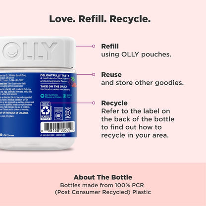 OLLY Men's Multivitamin Gummy, Vitamins A, C, D, E, B, Zinc, Blackberry Flavor