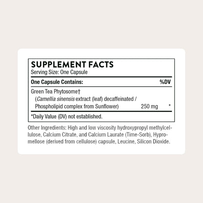 THORNE - Green Tea Phytosome - Provides Antioxidant Support, Liver Protection & Thermogenesis and Metabolic Benefits* - Caffeine-Free - Third-Party Certified - Gluten, Dairy & Soy-Free - 60 Capsules