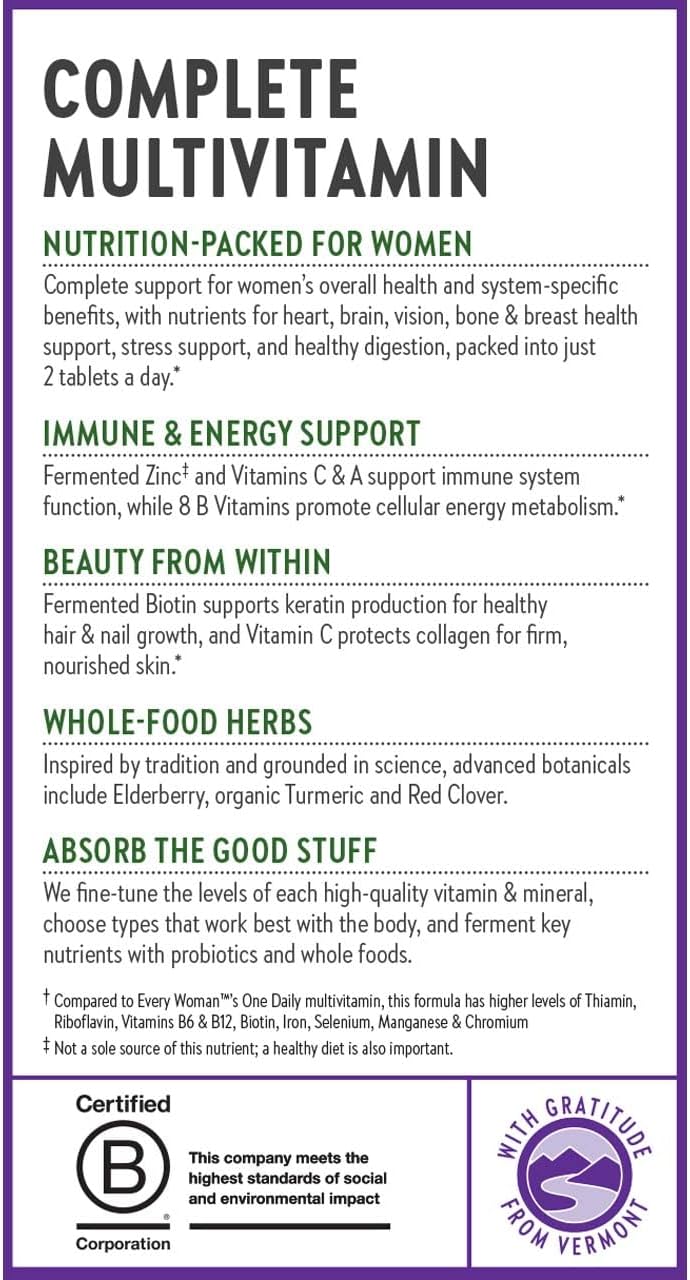 New Chapter Women's Multivitamin Advanced Formula for Stress, Bone, Immune, Beauty & Energy Support, Higher Levels of Whole-Food Fermented Essential Nutrients for Women + Iron + Vitamin D3, 72 Count