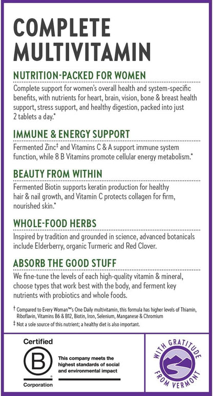 New Chapter Women's Multivitamin Advanced Formula for Stress, Bone, Immune, Beauty & Energy Support, Higher Levels of Whole-Food Fermented Essential Nutrients for Women + Iron + Vitamin D3, 72 Count