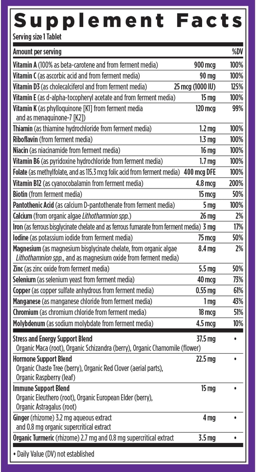 New Chapter Women’s Multivitamin, Iron, B6, B12, Biotin for Hair Growth, D3, Vit C, Zinc for Immune & Stress Support, Gentle on an Empty Stomach, One Daily, Non-GMO, Gluten-Free, 18+,