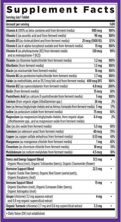 New Chapter Women’s Multivitamin, Iron, B6, B12, Biotin for Hair Growth, D3, Vit C, Zinc for Immune & Stress Support, Gentle on an Empty Stomach, One Daily, Non-GMO, Gluten-Free, 18+,