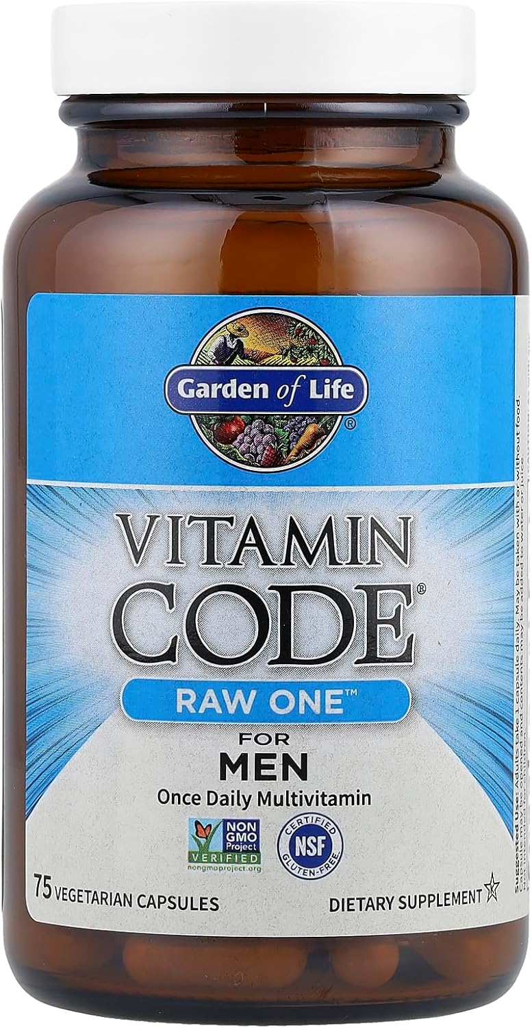 Garden of Life Vitamin Code Raw One for Men, Once Daily Multivitamin, One a Day Mens Vitamins Plus Fruit, Veggies & Probiotics for Mens Health, Vegetarian Multivitamins