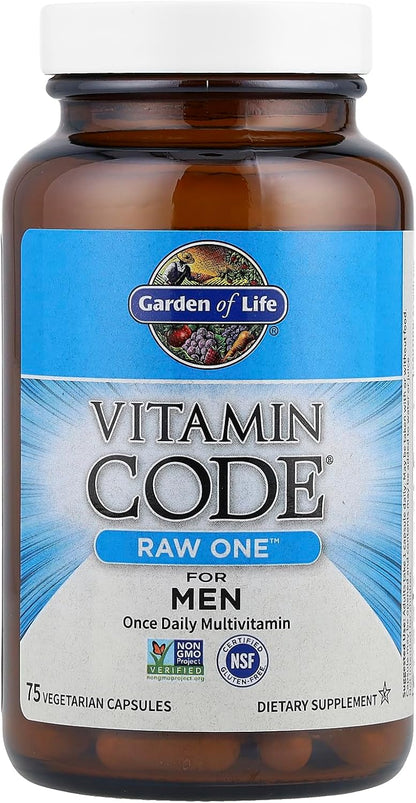 Garden of Life Vitamin Code Raw One for Men, Once Daily Multivitamin, One a Day Mens Vitamins Plus Fruit, Veggies & Probiotics for Mens Health, Vegetarian Multivitamins