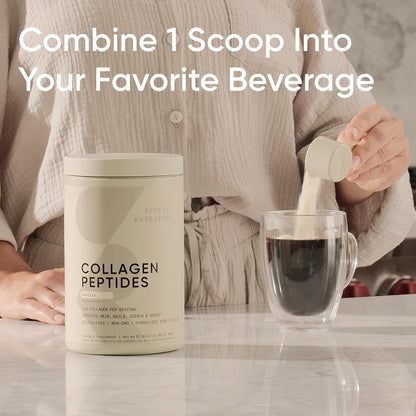 Sports Research® Collagen Peptides Protein Powder, Vanilla (16.93oz) | 11g Grass-Fed Collagen per Scoop · Hair, Skin & Joint Support · Easy to Mix in Coffee & Shakes · Sugar-Free, 40 Servings