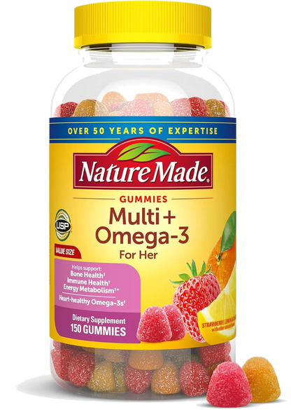 Nature Made Womens Gummy Multivitamins with Omega-3, Multivitamin for Women for Daily Nutritional Support,