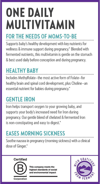 New Chapter Prenatal Vitamins, One Daily Prenatal Multivitamin with Methylfolate + Choline for Healthy Mom & Baby, Gluten Free & Non-GMO, 30 Count