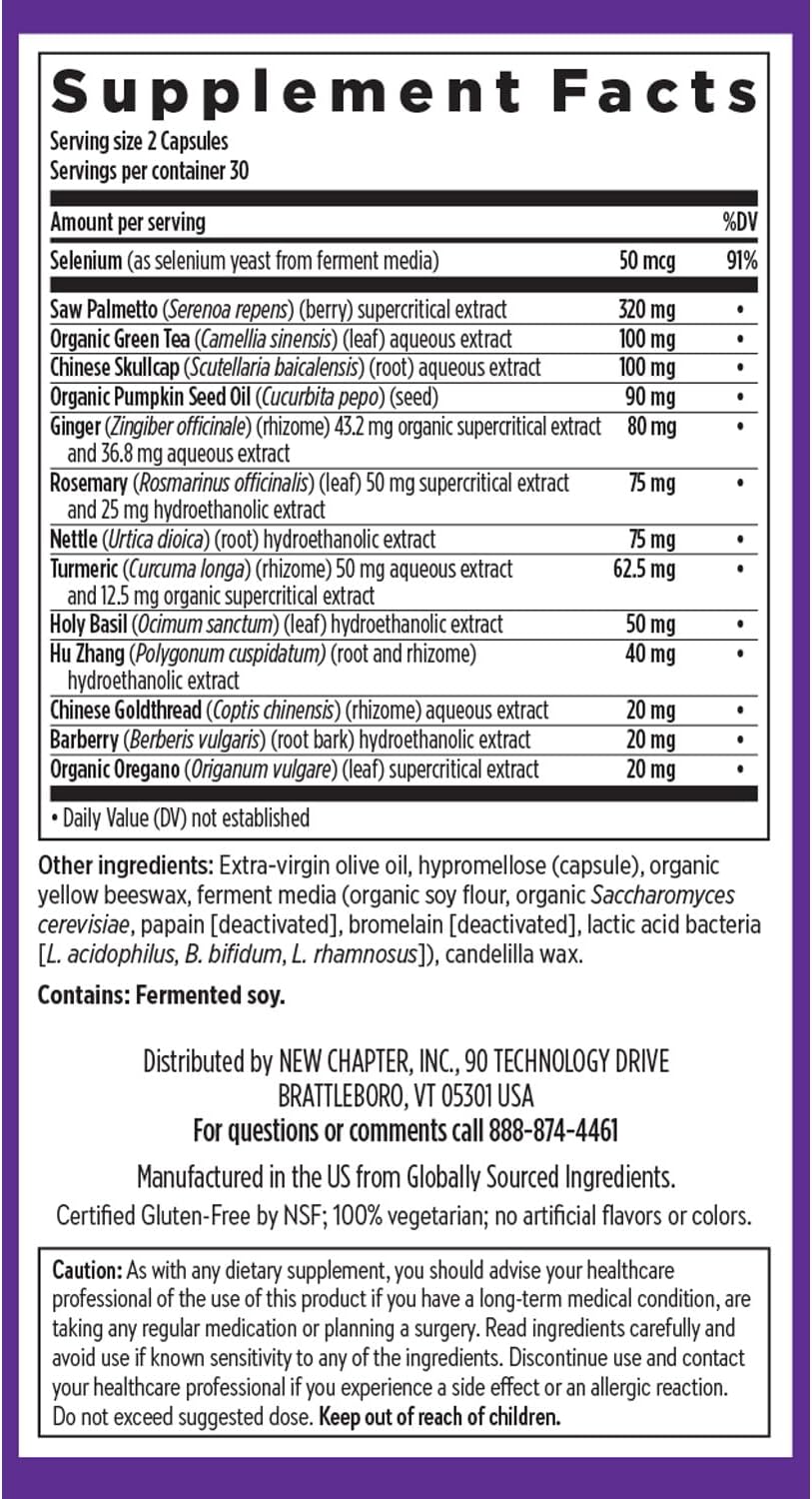 New Chapter Prostate Supplement Zyflamend Prostate with Saw Palmetto + Pumpkin Seed Oil + Turmeric for Prostate Health Vegetarian Capsule, 60 Count