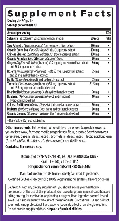 New Chapter Prostate Supplement Zyflamend Prostate with Saw Palmetto + Pumpkin Seed Oil + Turmeric for Prostate Health Vegetarian Capsule, 60 Count
