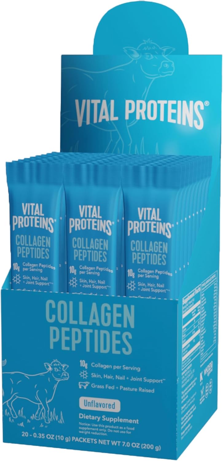 Vital Proteins Collagen Peptides Powder Supplement for Skin Hair Nail Joint Health or Support - Hydrolyzed Collagen - Unflavored, 7 Servings
