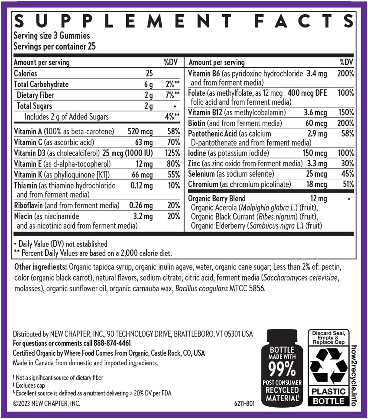 New Chapter Women’s Multivitamin Gummies - 59% Less Sugar, Women’s Gummy Vitamins with Vitamin C, D3 & Zinc, Non-GMO, Gluten Free, Berry-Citrus, 75ct
