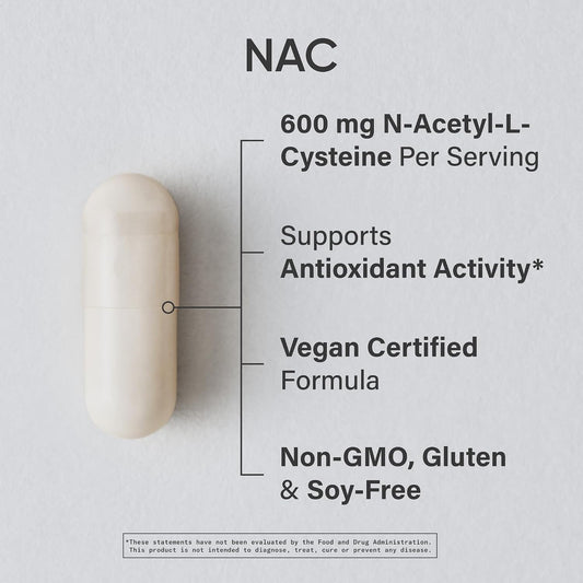 Sports Research® Vegan NAC (N-Acetyl Cysteine) 600mg, 90 Veggie Caps | Amino Acid Supplement for Immune Support | Vegan Certified, Non-GMO, 90 Servings