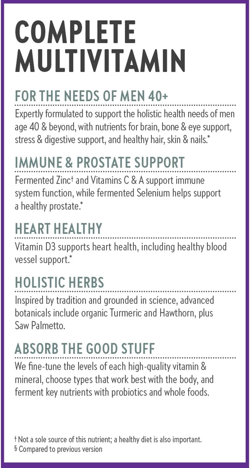 New Chapter One Daily Every Man's Multivitamin 40+ - Offers Eyesight, Immune System & Cellular Energy Support* - Contains Vitamin C, Saw Palmetto & More - Gluten Free & Vegetarian - 48 Tablets