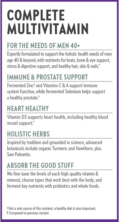New Chapter One Daily Every Man's Multivitamin 40+ - Offers Eyesight, Immune System & Cellular Energy Support* - Contains Vitamin C, Saw Palmetto & More - Gluten Free & Vegetarian - 48 Tablets