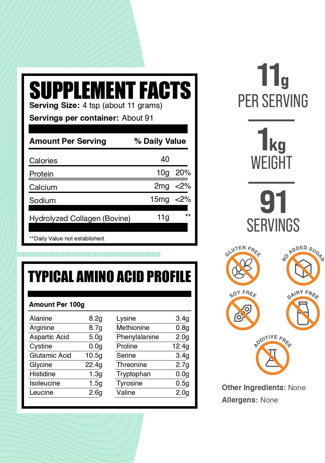 BulkSupplements.com Collagen Peptides Powder - Bovine Collagen Powder, Powdered Collagen Supplement - Hydrolyzed & Gluten Free, 11g per Serving