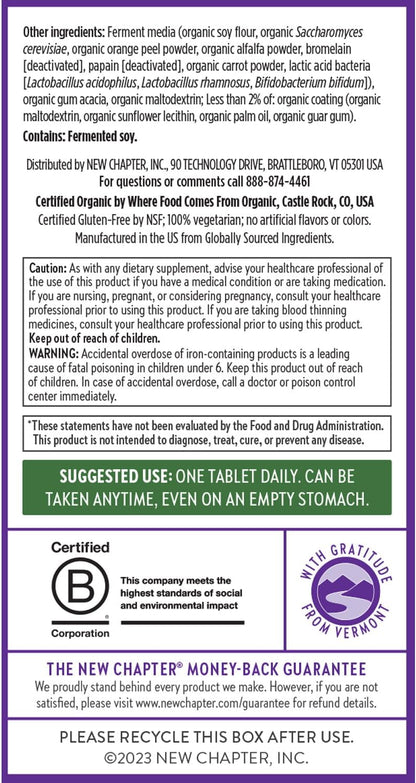 New Chapter Women’s Multivitamin, Iron, B6, B12, Biotin for Hair Growth, D3, Vit C, Zinc for Immune & Stress Support, Gentle on an Empty Stomach, One Daily, Non-GMO, Gluten-Free, 18+,