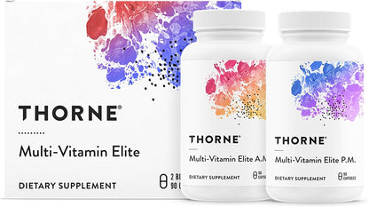 THORNE - Multi-Vitamin Elite - Daily Nutritional Supplement - Two Formulas Support Cellular Energy Production, Restful Sleep & More* - Third-Party Certified - Gluten, Dairy & Soy-Free - 180 Capsules