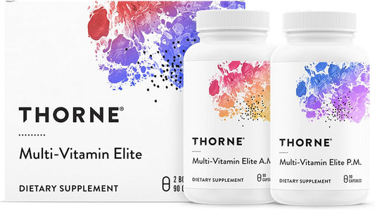 THORNE - Multi-Vitamin Elite - Daily Nutritional Supplement - Two Formulas Support Cellular Energy Production, Restful Sleep & More* - Third-Party Certified - Gluten, Dairy & Soy-Free - 180 Capsules