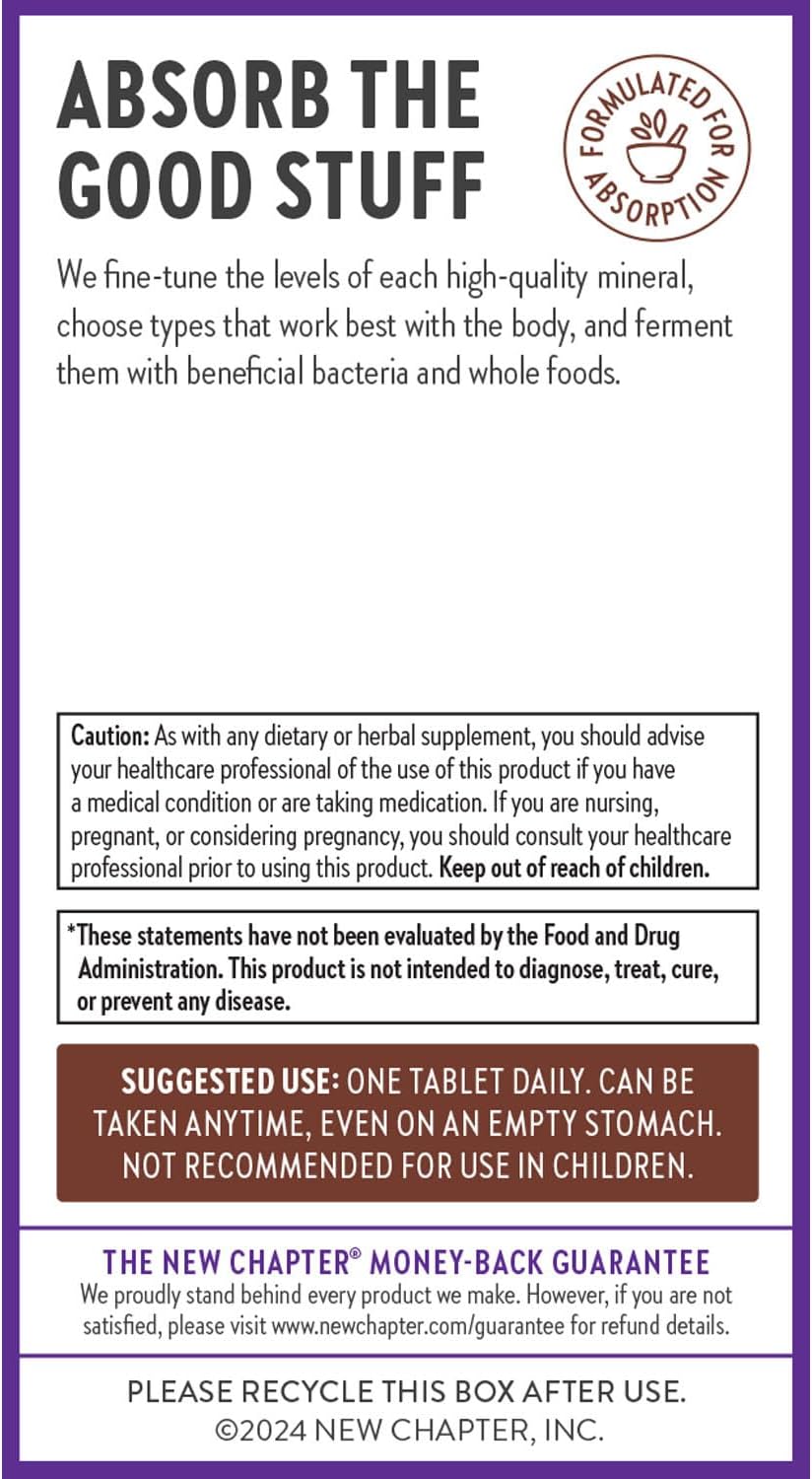 New Chapter Zinc Supplement, Fermented Zinc Complex, ONE Daily for Immune Support + Skin Health, Mineral-Balancing Formula Rich in Copper, Easy to Swallow & Digest, 30 Count (1 Month Supply)