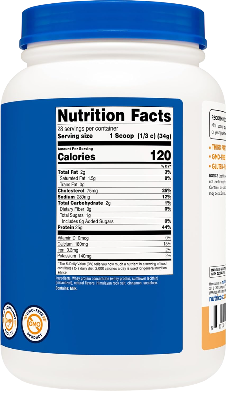 Nutricost Whey Protein Concentrate 2 LB Churro Flavored - GMO-Free, Gluten-Free