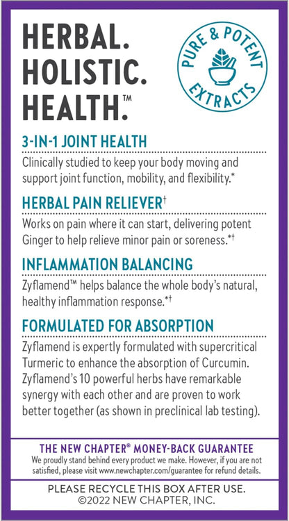 New Chapter Zyflamend - Pain Relief, Inflammation & Joint Support Supplement* - Herbal Blend Includes Turmeric, Ginger & Rosemary - Contains No DLPA - Non-GMO, Vegetarian & Gluten Free - 60 Capsules