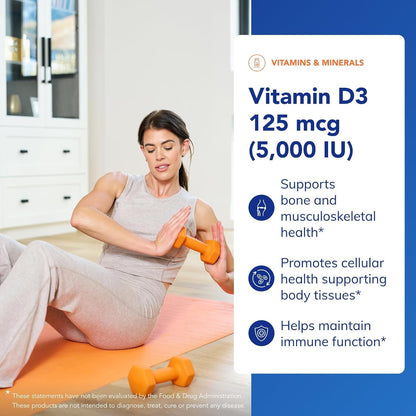 Pure Encapsulations Vitamin D3 125 mcg (5,000 IU) - Supplement to Support Bone, Joint, Breast, Heart, Colon, and Immune Health* - with Vitamin D - 120 Capsules