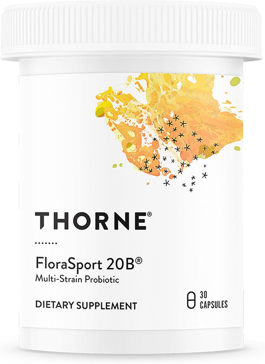 THORNE - FloraSport 20B - Shelf-Stable Probiotic Blend - Supports Gut, Immune & Digestive Health - Occasional Gas, Bloating, Diarrhea & Constipation Relief* - NSF Certified for Sport - 30 Capsules