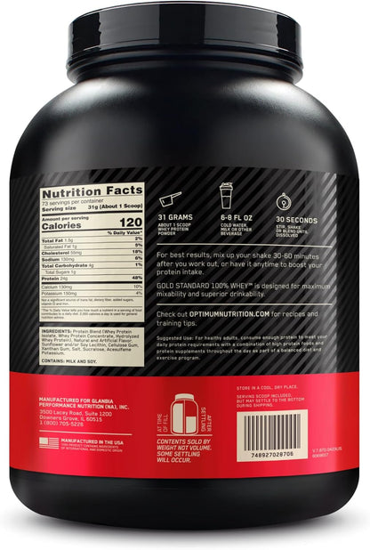 Optimum Nutrition Gold Standard 100% Whey Protein Powder, Vanilla Ice Cream, 1/2/5 Lbs