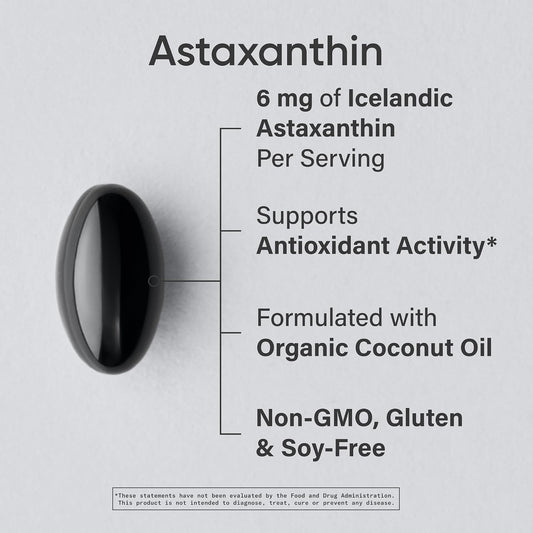 Sports Research® Icelandic Astaxanthin 6mg w/Coconut Oil - 120 Count | Antioxidant Supplement for Skin & Eye Health Support | Soy-Free, Non-GMO, Gluten-Free