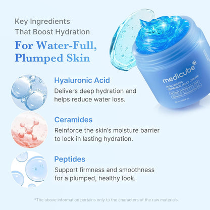 Medicube Jelly Cream with Hyaluronic Acid | Daily Moisturizer for All Skin Types | Long-lasting Hydration with Hyaluronic Acid, Ceramides, Multi Peptides | Supports Skin's Natural Barrier | 1.69 fl.oz