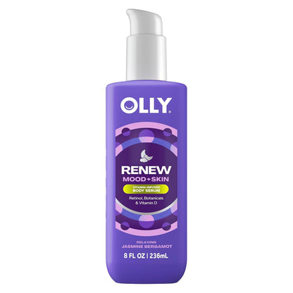 OLLY Renew Body Lotion-Serum with Vitamin D, Retinol & Botanicals – Nourishing Cleanser for Skin Barrier Repair, Deep Hydration, Jasmine Bergamot Scent, 8oz
