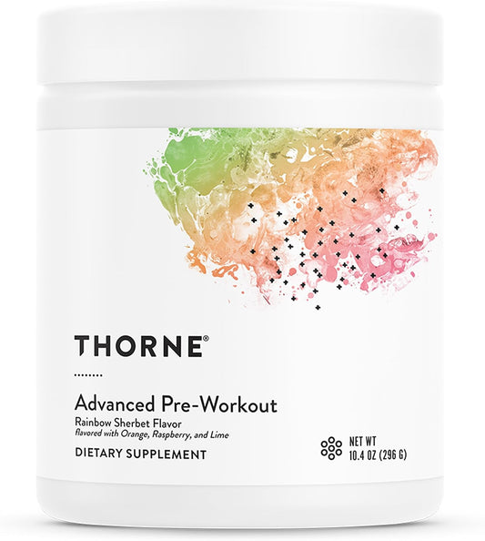 THORNE - Advanced Pre-Workout - Pre-Workout Powder Supplement with Amino Acids, Naturally Derived Caffeine, Alpha GPC & Beta-Alanine - Rainbow Sherbet - NSF Certified for Sport - 20 Servings