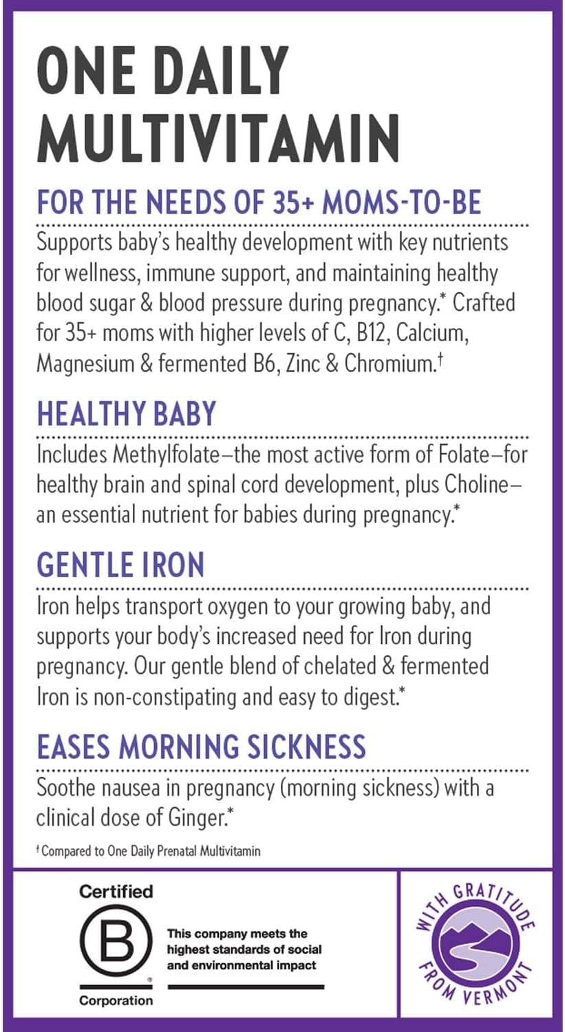 New Chapter Prenatal Vitamins, One Daily Prenatal Multivitamin Enhanced for Age 35+ with Methylfolate + Choline for Healthy Mom & Baby, Gluten Free & Non-GMO- 30 ct