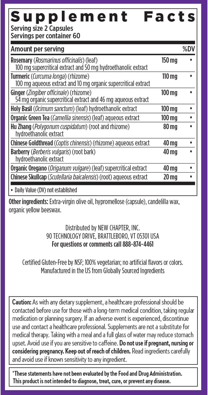 New Chapter Zyflamend - Pain Relief, Inflammation & Joint Support Supplement* - Herbal Blend Includes Turmeric, Ginger & Rosemary - Contains No DLPA - Non-GMO, Vegetarian & Gluten Free - 60 Capsules
