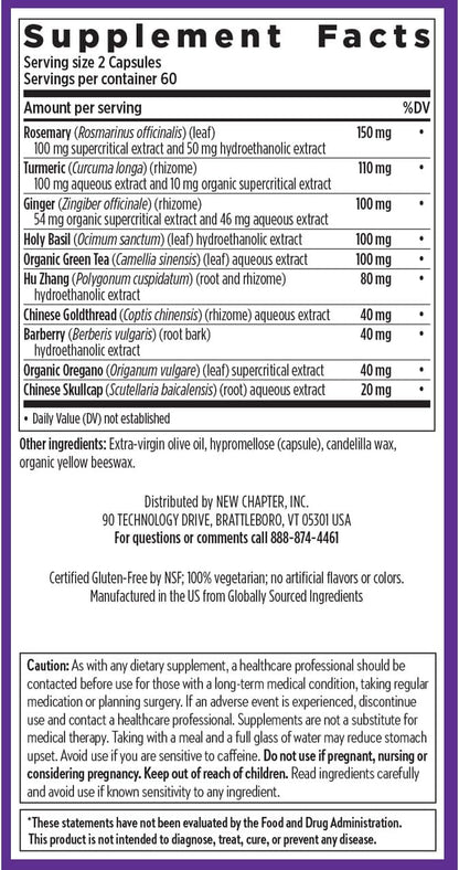 New Chapter Zyflamend - Pain Relief, Inflammation & Joint Support Supplement* - Herbal Blend Includes Turmeric, Ginger & Rosemary - Contains No DLPA - Non-GMO, Vegetarian & Gluten Free - 60 Capsules