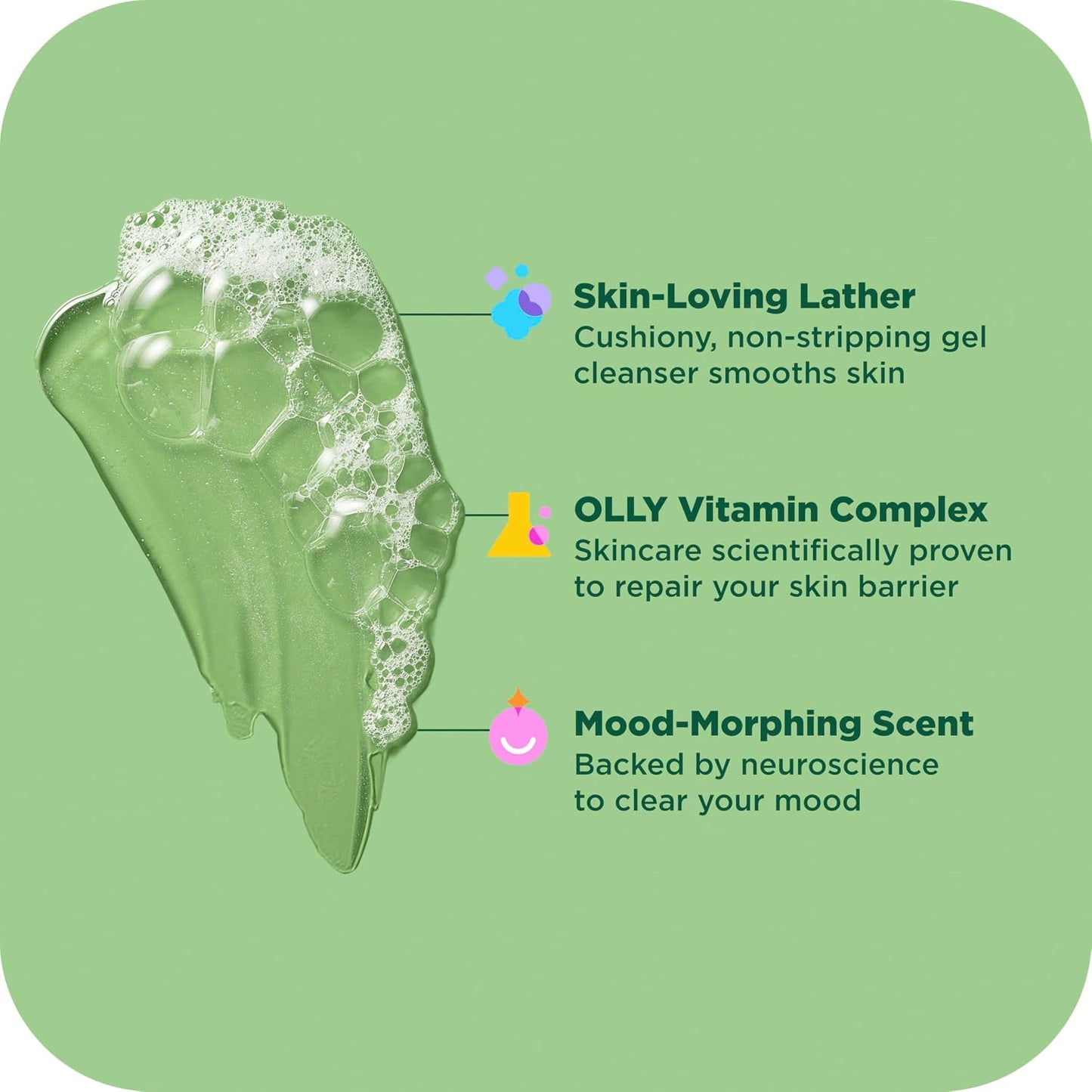 OLLY Body Wash Clear Mood + Skin with salicylic acid, niacinamide & vitamin A for smoother skin 17 Fl Oz