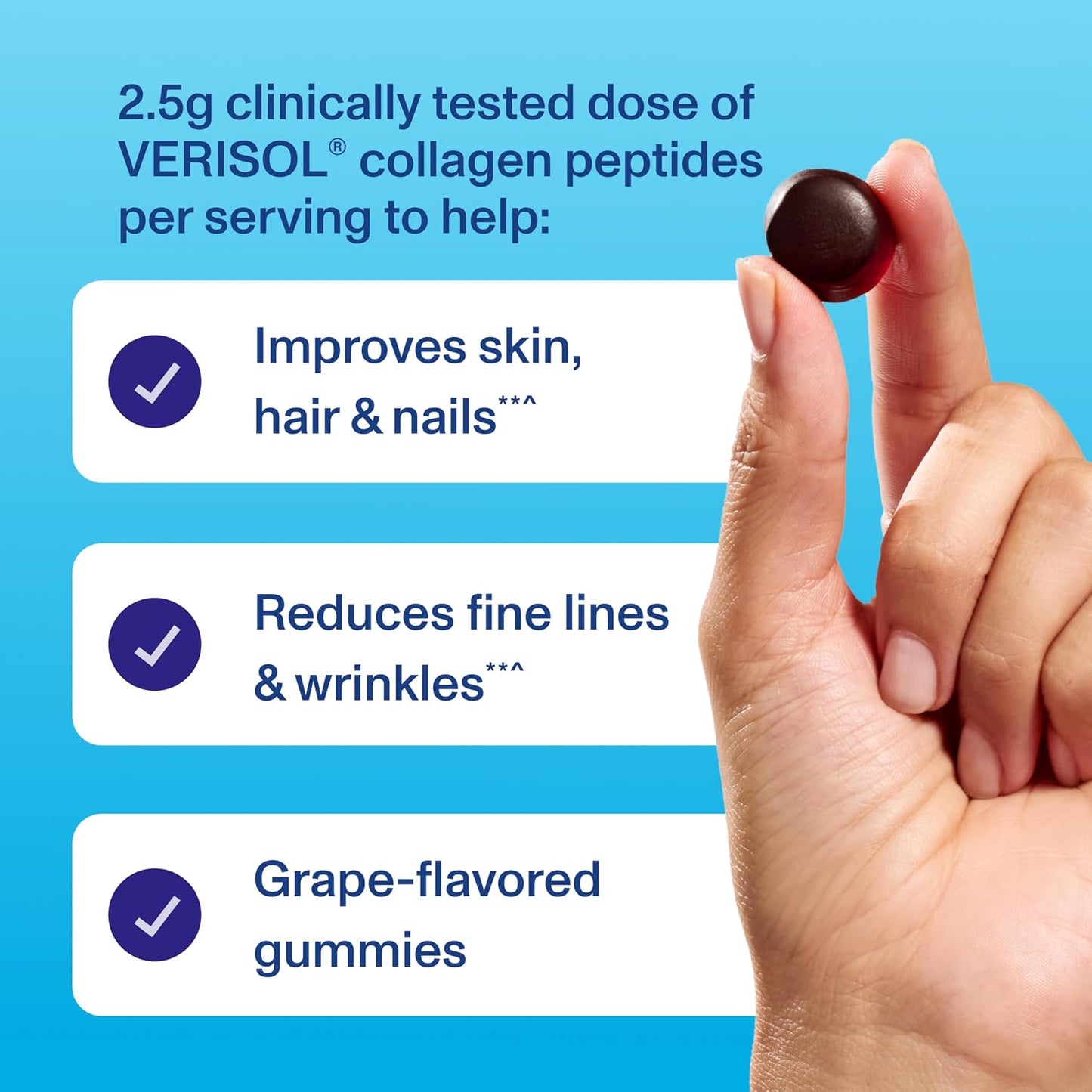 Vital Proteins Collagen Gummies, 2.5g of Clinically-Tested Collagen for Hair, Skin, Nails & Wrinkles, 120 ct, 30-Day Supply, Grape Flavor