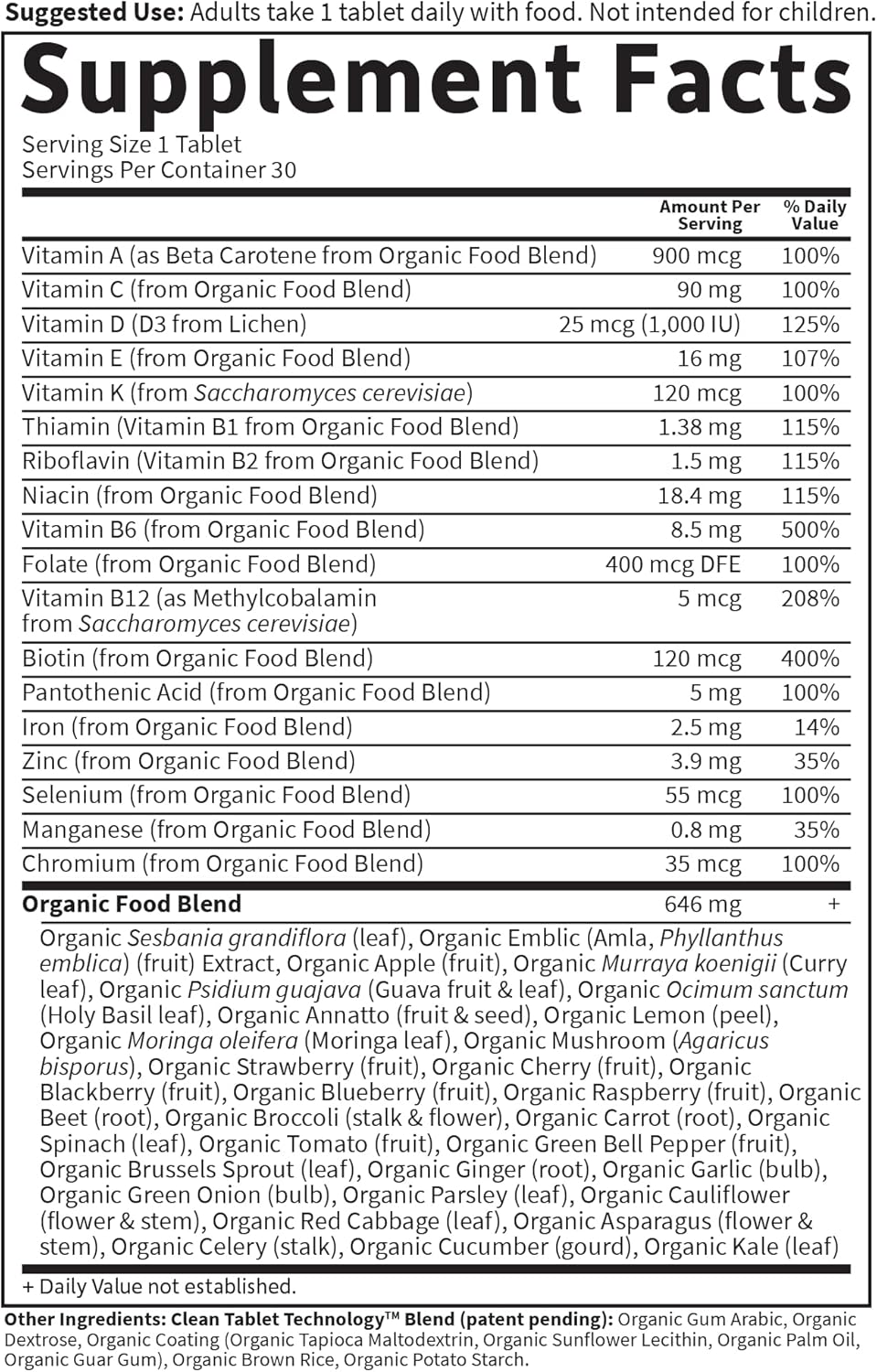 Garden of Life Organics Multivitamin for Women - Women's Once Daily Multi - Whole Food Multi with Iron, Biotin, Vegan Organic Womens Multivitamin for Health, Energy Hair Skin and Nails
