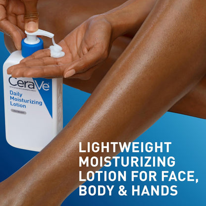 CeraVe Daily Moisturizing Lotion for Dry Skin, Body Lotion & Face Moisturizer with Hyaluronic Acid and Ceramides, Daily Moisturizer, Fragrance Free, Oil-Free, 12/19 Ounce