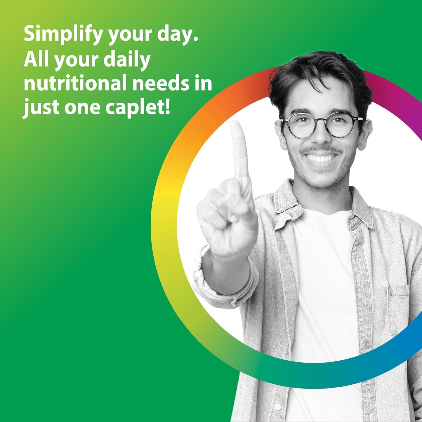 Rainbow Light Mens Multivitamin One + | 30/60/120 Caplets | Supports Energy & Antioxidant Health | with Real Food Nutrients, Digestive Enzymes & Probiotics